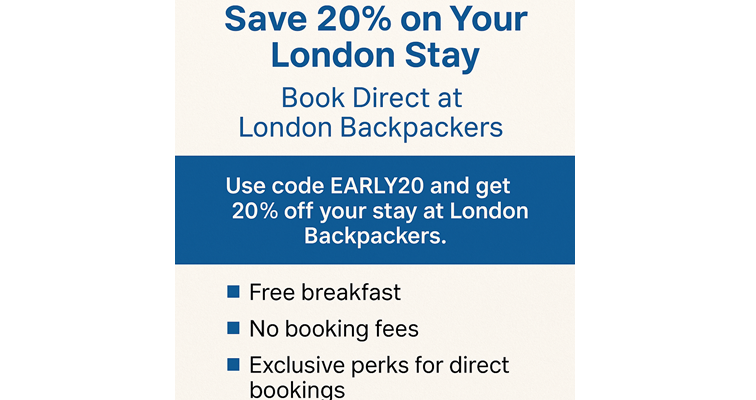 Save 20% on Your Stay – Book Direct with London Backpackers