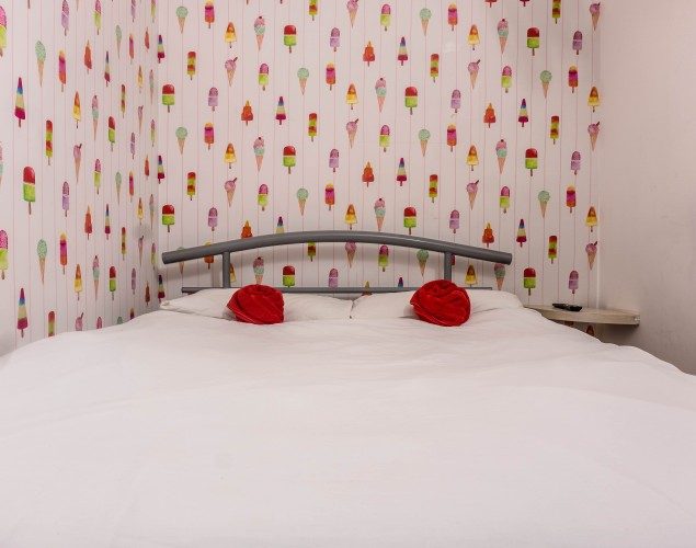 Hostel Double Bed Room Wallpaper